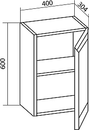 Бриклаер Шкаф подвесной Берлин 40x60 оникс серый с ручкой дуб золотой – фотография-7